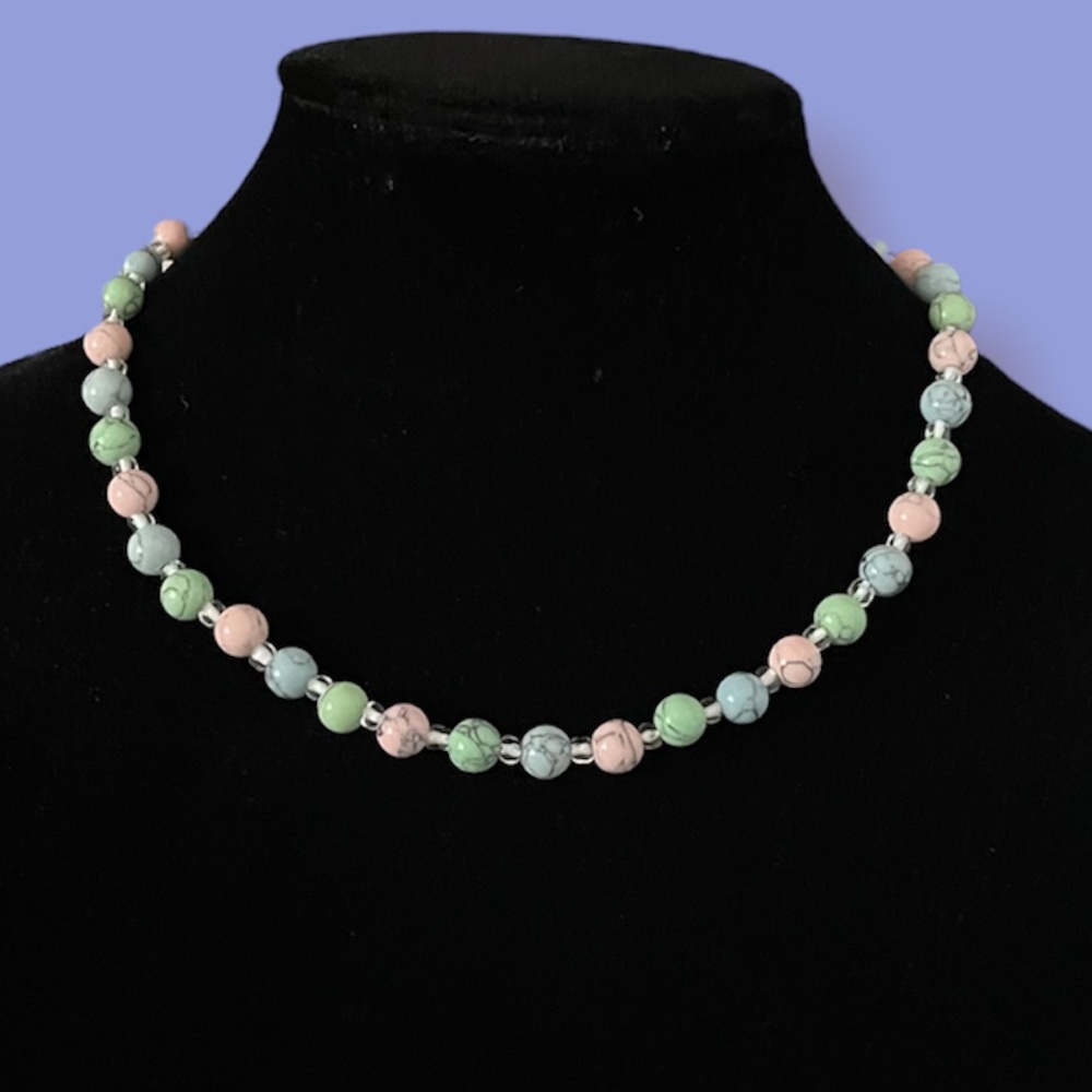 Green blue pink  necklace